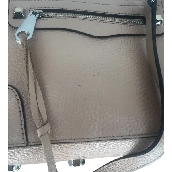 Rebecca Minkoff Regan Crossbody Bag Taupe Leather Zip Front‎ - Image 7