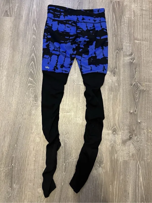 Alo Goddess Leggings Ribbed Blue Black Yoga Womens S Activewear Athletic - Image 9