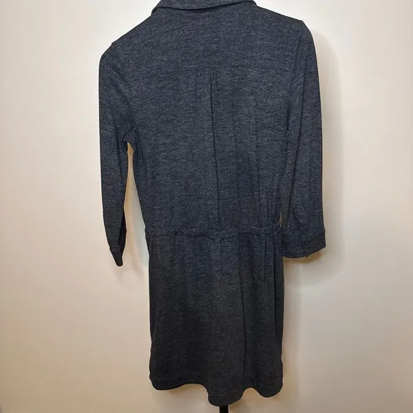 Ann Taylor LOFT Women's Gray Heathered Button-Down Shirt Dress-S - Image 2