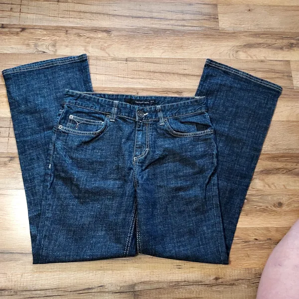 Vintage Inspired Retro Calvin Klein Dark Flare Jeans 6 preppy classic designer - Image 2