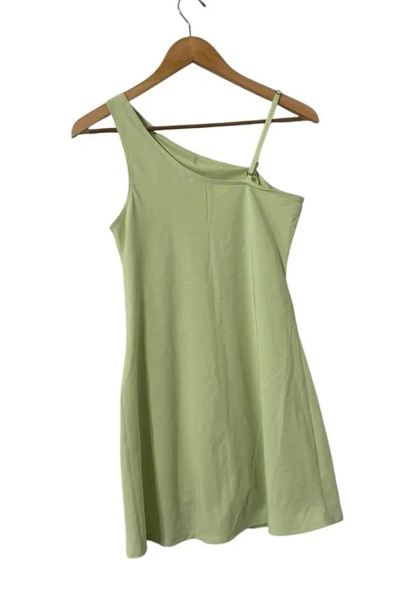 ABERCROMBIE & FITCH Athletic One-Shoulder Lime Green Mini Dress - Image 8