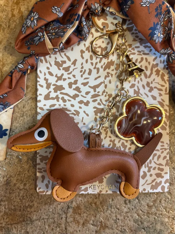 NWT Noir Multi Charm Dachshund Keychain and Bag Accessory Gold - Image 2
