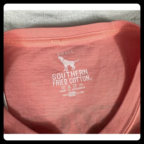 Southern Fried Cotton Shirt Womens Small Pink Long Sleeve Cow Graphic Tee - Image 2