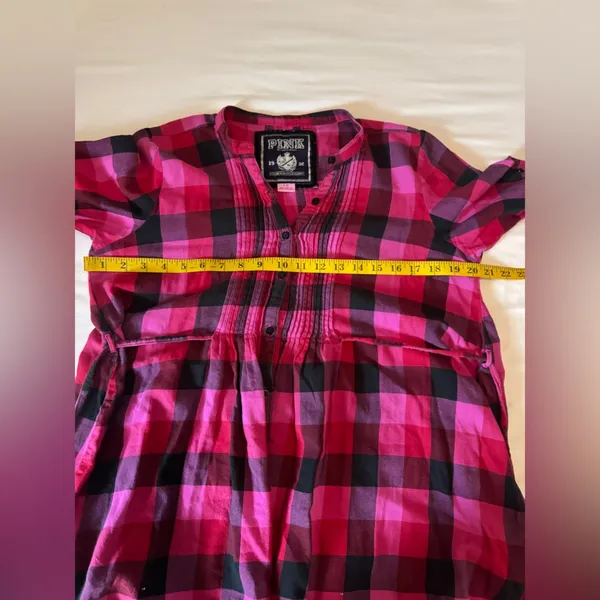 Victoria’s Secret PINK 100% Cotton Y2K Red/Black Plaid Shirt S Large F2 - Image 10