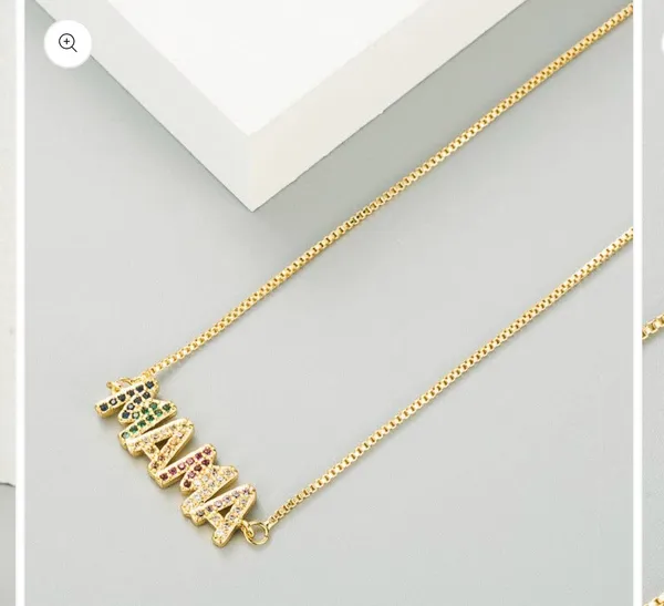 MAMA Zircon Chain Necklace Gold - Image 5