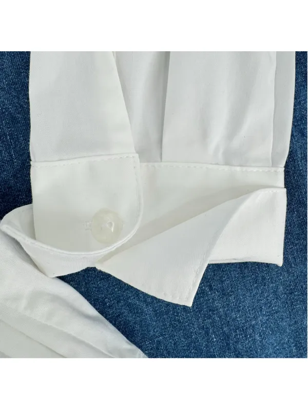 J Jill White Blouse Off Center Sash Tied Waist Preppy Office Siren Chic Polished - Image 6