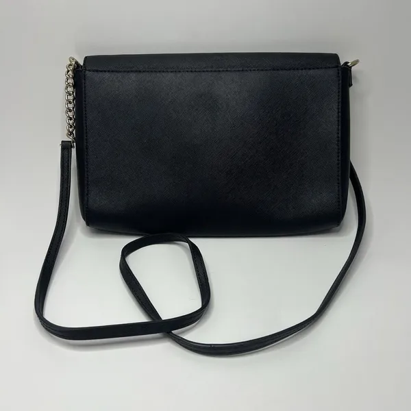 Kate Spade Crossbody Bag Black Purse Gold Chain Detail Snap Cow Hide Leather - Image 8