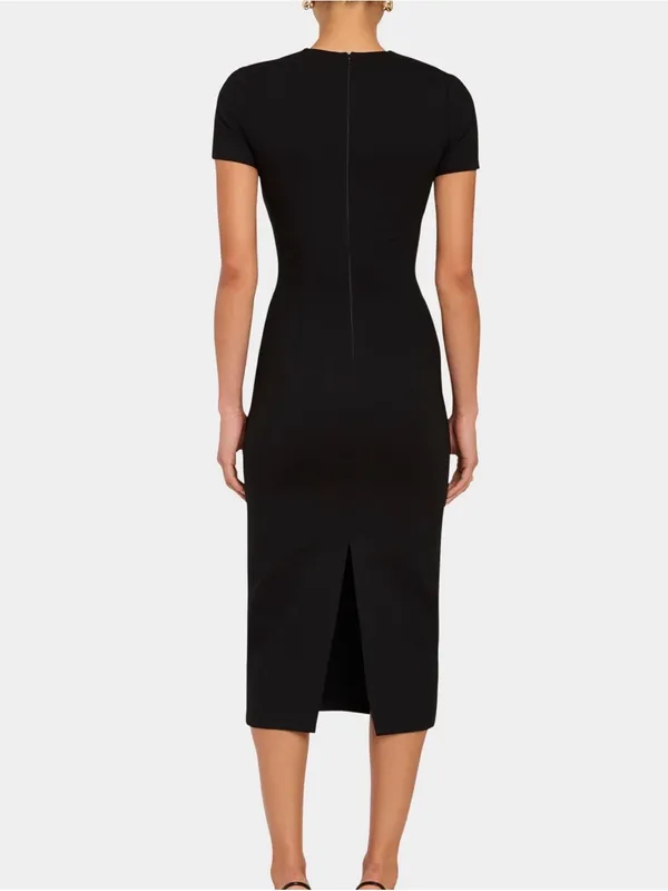 Amanda Uprichard Black Sweetheart Neckline Midi Dress - Image 2