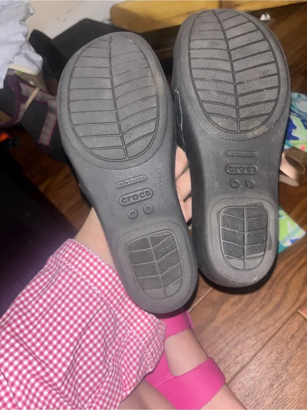 Crocs Rhonda Wedge Sandals Slip-On Strappy Slides Open Toe Black Women's Size 9 - Image 5