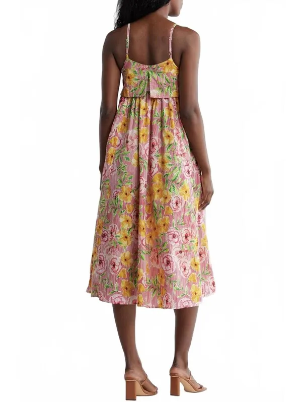 STITCHDROP Barbuda Floral Print Sleeveless Midi Dress NWT Sketch Peony XS - Image 9