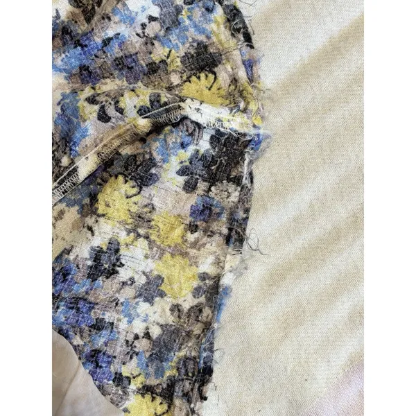 Lucky Brand Floral Elastic/Tie Waist Lined Maxi Dress Size XL V Neck Blue/Yellow - Image 10