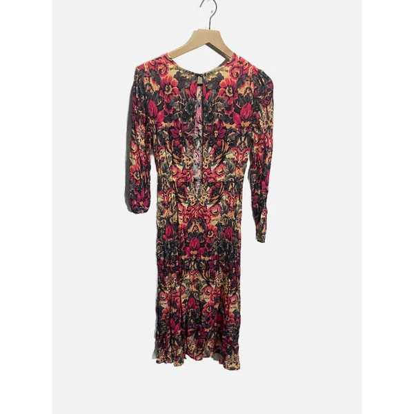 Sam & Lavi Midi Dress Womens‎ Small Multicolor Floral Long Sleeve Boho Open Back - Image 6