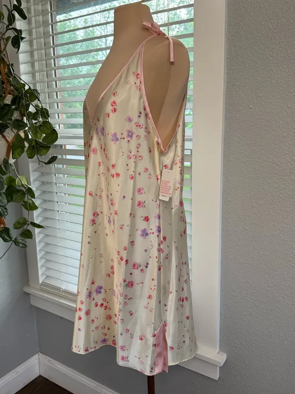 NWT Coquette Satin Floral Slip Dress Shoulder Ties Size XL - Image 2
