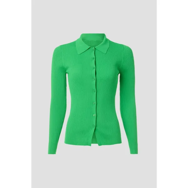 Lauren Ralph Lauren Green Collared Polo Ribbed Knit Cardigan Sweater Size M - Image 6