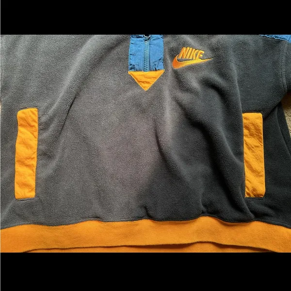 Nike Blue and Black Cropped Quarter-Zip Sweatshirt - Image 4
