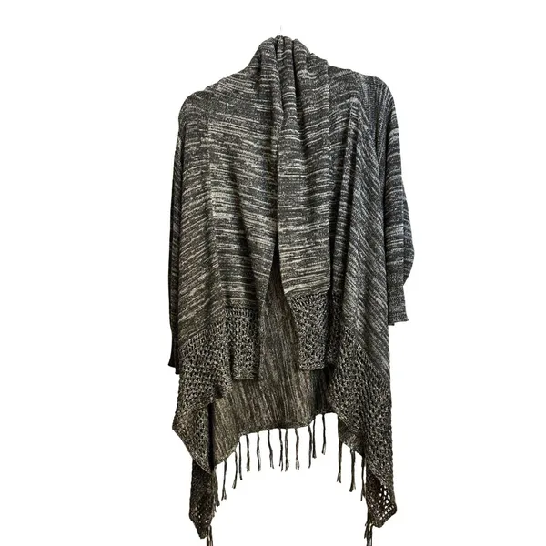 One World Size XL Live and Let Live Women's Cardigan Sweater Gray/Black - Image 2