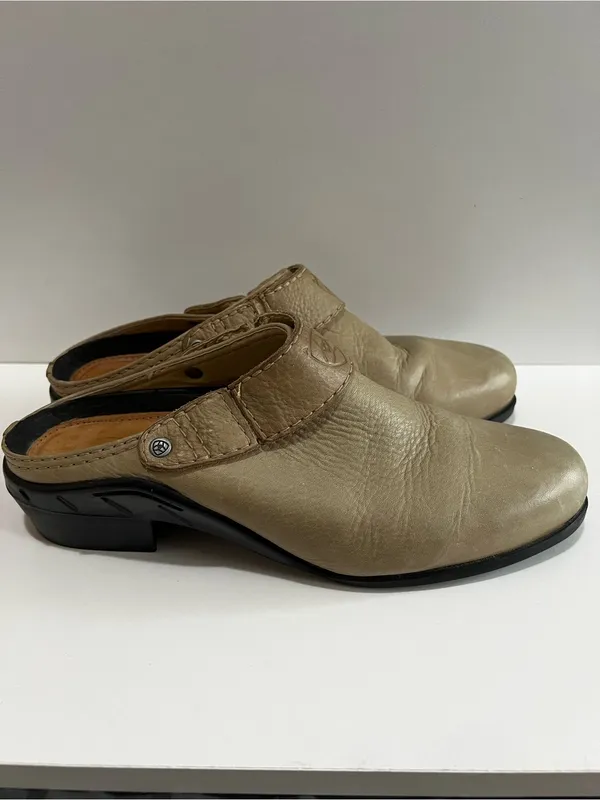 Ariat Convertible Sport Olive Tan Leather Mule Clogs Western Comfort Shoes - Image 4