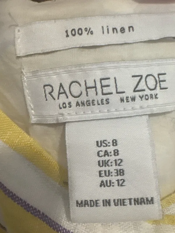 Rachel Zoe linen size 8 Yellow and White Striped Button-Front Maxi Dress - Image 2