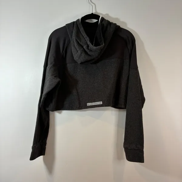 Gymshark X Nikki Blackketter‎ Cropped Hoodie Pullover Athleisure Black Marl-M - Image 2