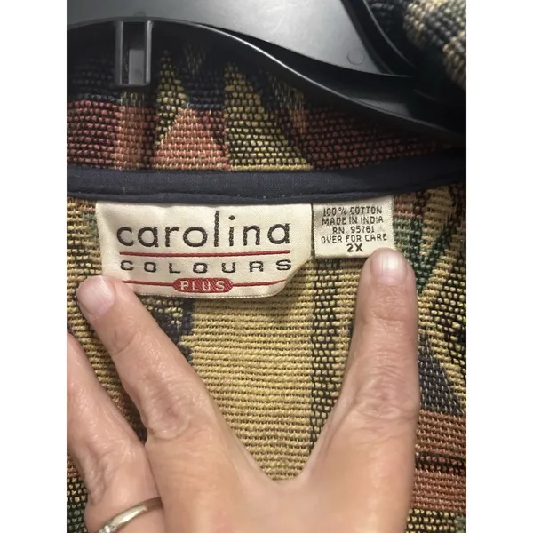 Carolina Colours Womens Blazer Jacket Multicolor Aztec Buttons Pockets Plus 2X - Image 4