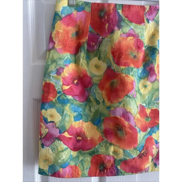 Maick‎ Harold Paris Floral Poppy Mini Skirt Womens Size 2 Vintage Ribbed Garden - Image 2