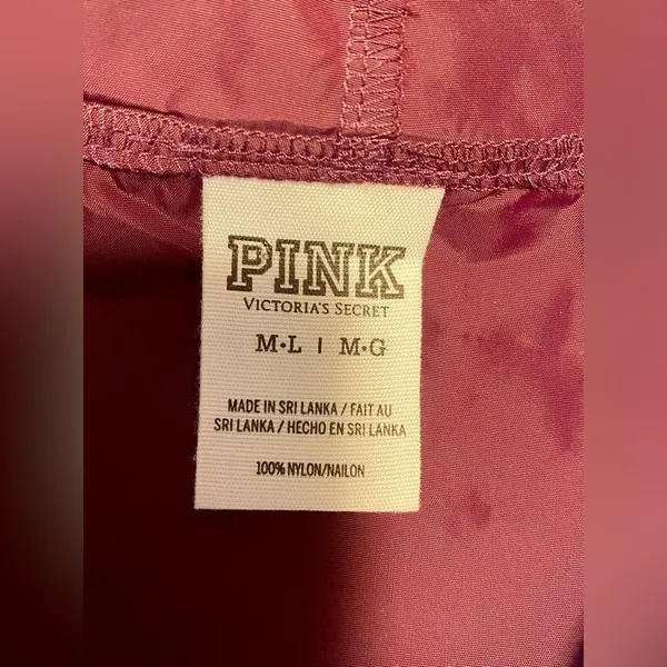 Victoria's Secret PINK Maroon/Burgundy Hooded Pullover Windbreaker Raincoat - Image 6
