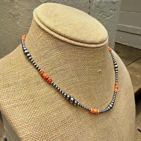 18” 3-6mm Navajo Style Sterling Silver Pearls Necklace - Image 6