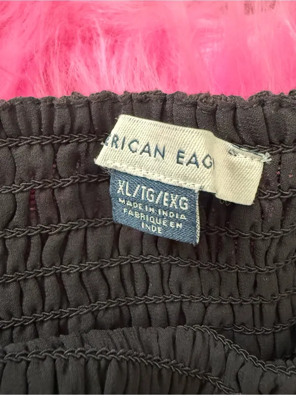 American Eagle Smocked Eyelet Mesh Peplum Top Black XL whimsigoth Fairycore - Image 2
