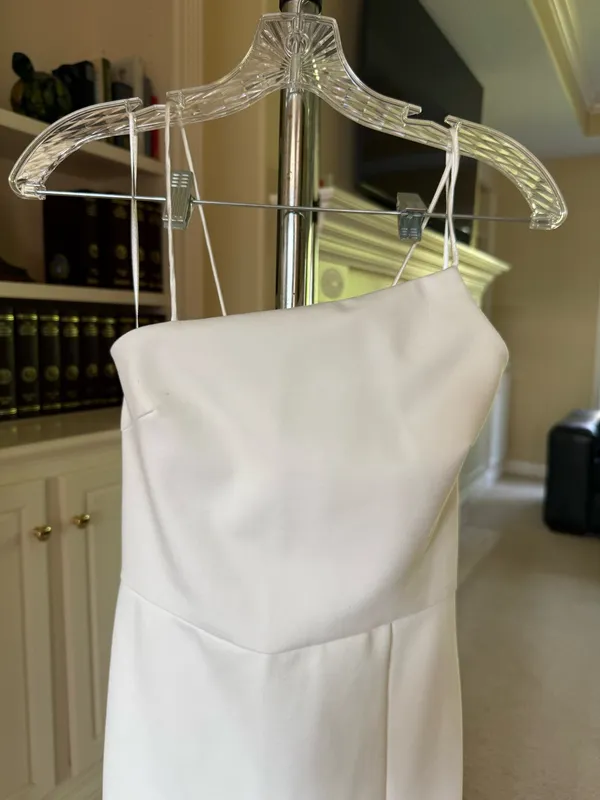 White Strapless Maxi Dress with slit Size 8 - Image 2
