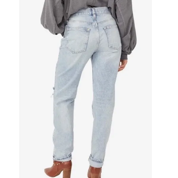 Free People We The Free Lasso Straight Leg Jeans Light Wash Size 28 - Image 2