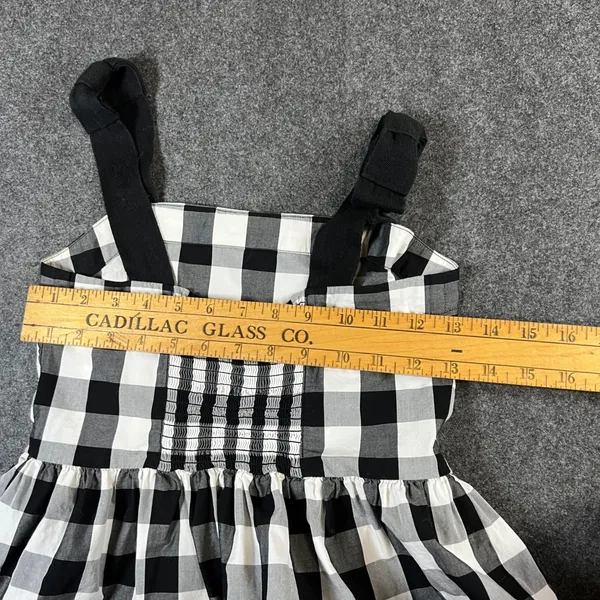Kate Spade‎ Broome Street Gingham Peplum Top Black White Knotted Strap Size 0 - Image 9