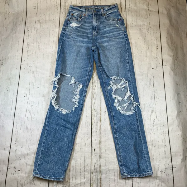 American Eagle Strigid Highest Rise Baggy Straight Ripped Distressed Jean - Image 2