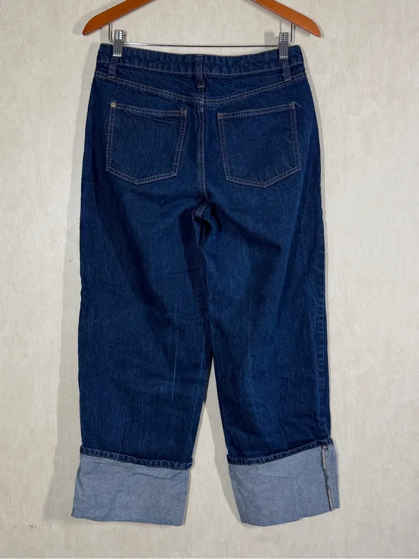 Kate Spade X Target Women’s High Rise Straight Leg Wide Cuff Jeans Dark Wash 6 - Image 6