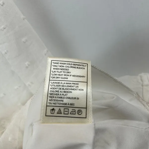 Betsey Johnson White Swiss Dot Midi Dress Smocked Waist Tiered Ruffle Milkmaid M - Image 5
