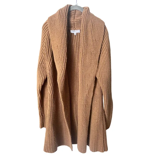 KF/KaufmanFranco‎ x RTR Camel Knit Sweater Coat Size Small Brown Chunky Cardigan - Image 6