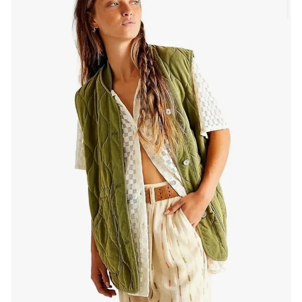 Free People NWT We The Free Billie Quilted Vest Moss‎ Green OB1510076 Women's S - Image 4
