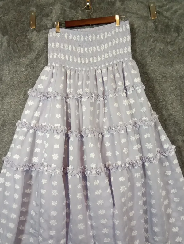 Lulu's Lavender Tiered Floral Maxi Skirt Dress Fairy Halloween Cottage Womens XL - Image 5