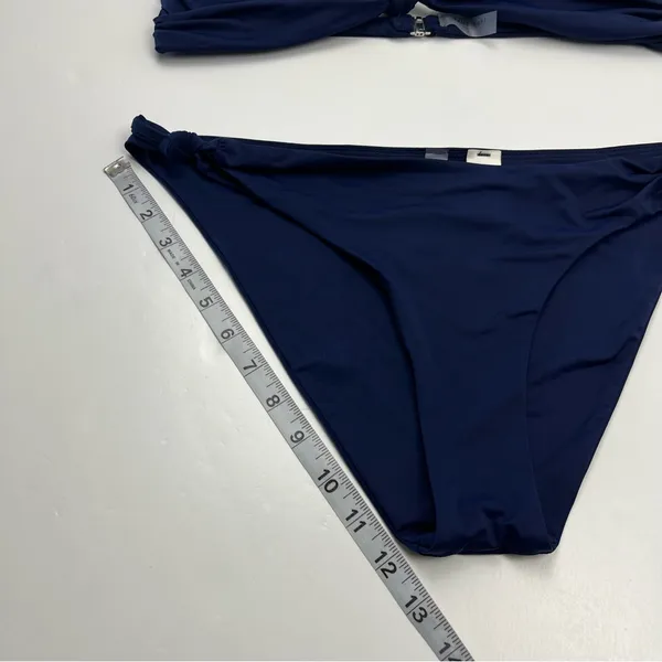Bella‎ Dahl Swim Navy Blue Knotted Bandeau Bikini Halter Tie Womens Size Large - Image 10