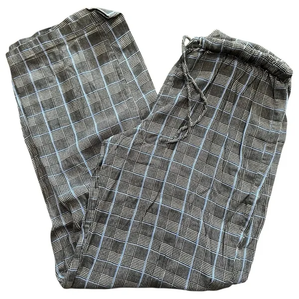 Lauren Ralph Lauren Size M Black Blue Plaid Long Sleeve Pajama Top & Bottom Set - Image 5