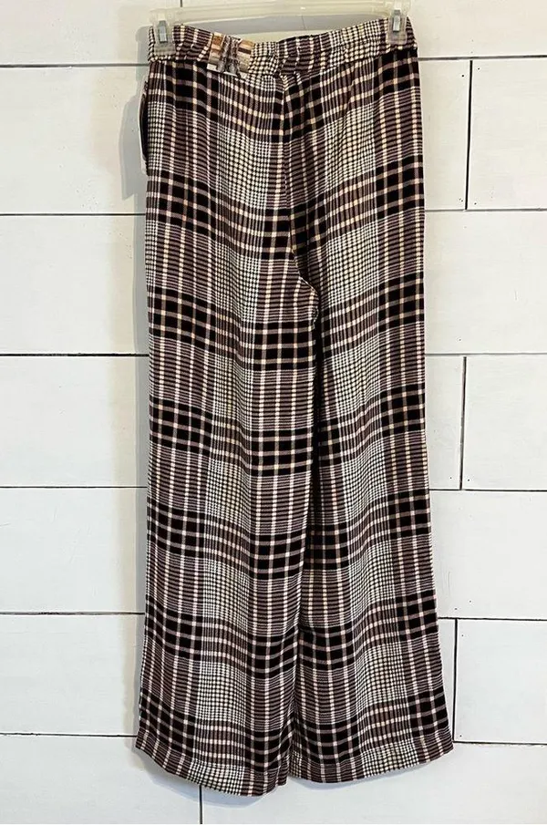 Rewash Burgundy Plaid Fashion Wide Leg Pants. Size Medium. NWT - Image 2