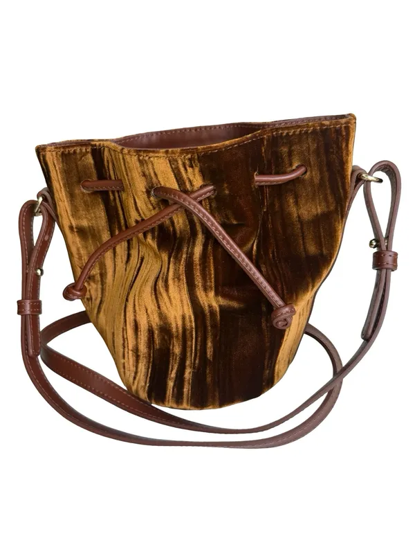 SEZANE VELVET MINI FARROW Brown Velvet Crossbody Bag Sold Out - Image 2