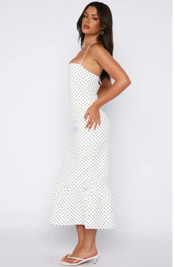 White Fox Shockwaves Midi Dress White/Black Polka Dot - Image 3