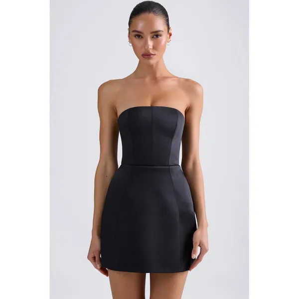 Oh‎ Polly Haisley Bandeau Structured Tulip Mini Dress NWT Size US 0 Black - Image 7