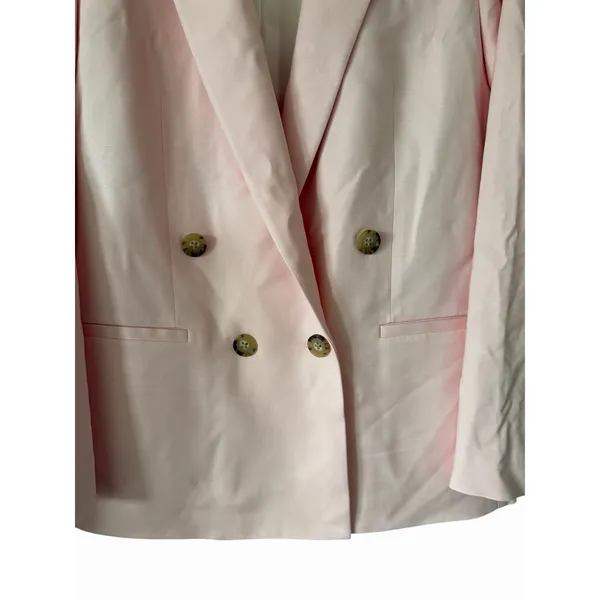 J. Crew Relaxed‎ Double-Breasted Blazer City Twill Light Pink Women's Size 4 - Image 5