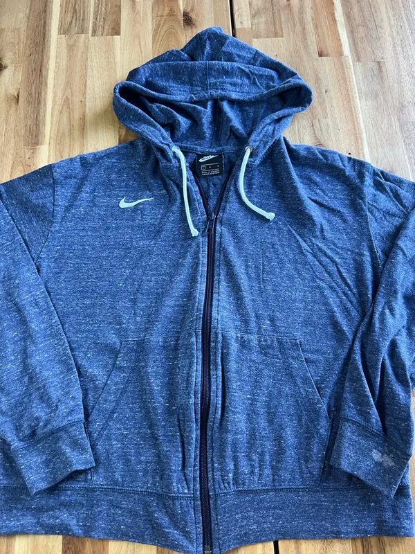 Nike Women’s Full Zip Hoodie Blue Speckled Dri Fit Sweatshirt Size L - Image 5