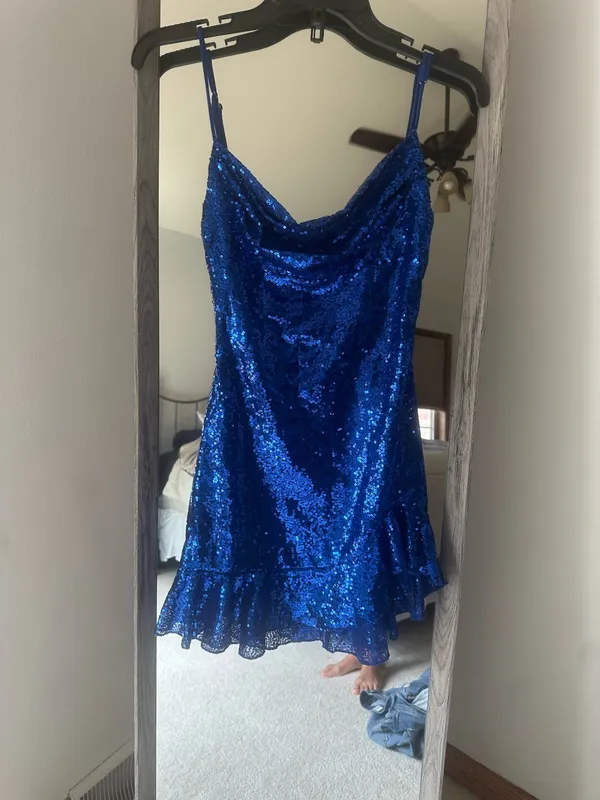 Lucy in the Sky Mini Dress Sequin Blue - Image 4