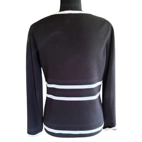 G Knitwear Contrast Trim Cardigan Blazer Black White Small - Image 3