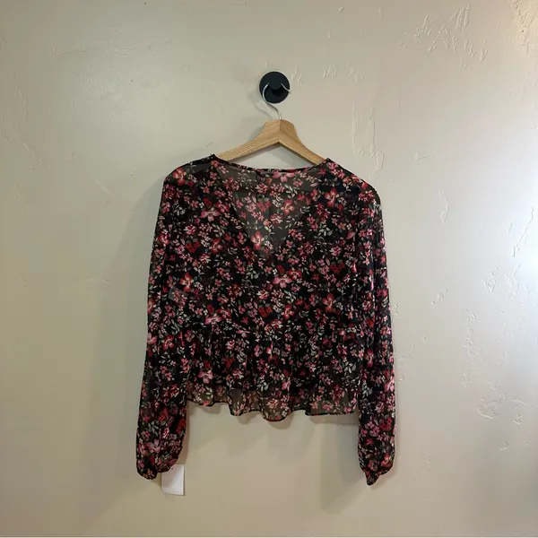 Stradivarius Sheer Floral Blouse Small NWT - Image 6