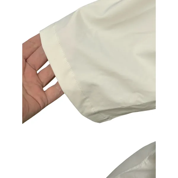 Zara white stretchy button up blouse short sleeve business casual small classic - Image 5