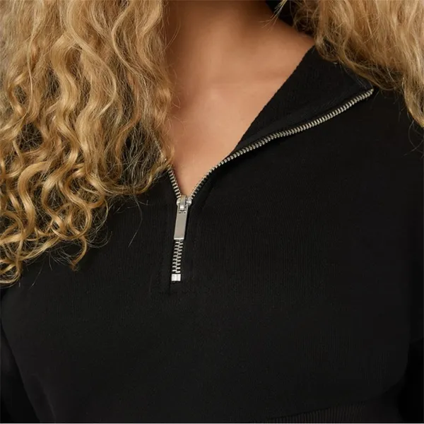 WeWoreWhat Black‎ Cropped Zippered Sweatshirt - Image 3